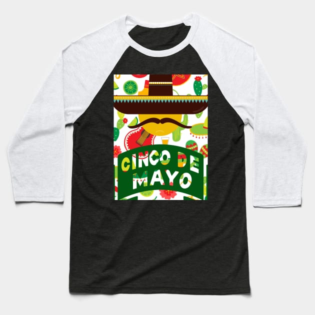 Cinco de Mayo Mexican Holiday Baseball T-Shirt by docferds